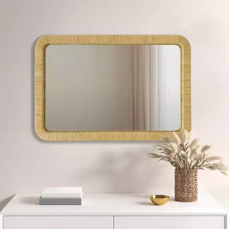 Natural Rattan Rectangle Wall Mirror