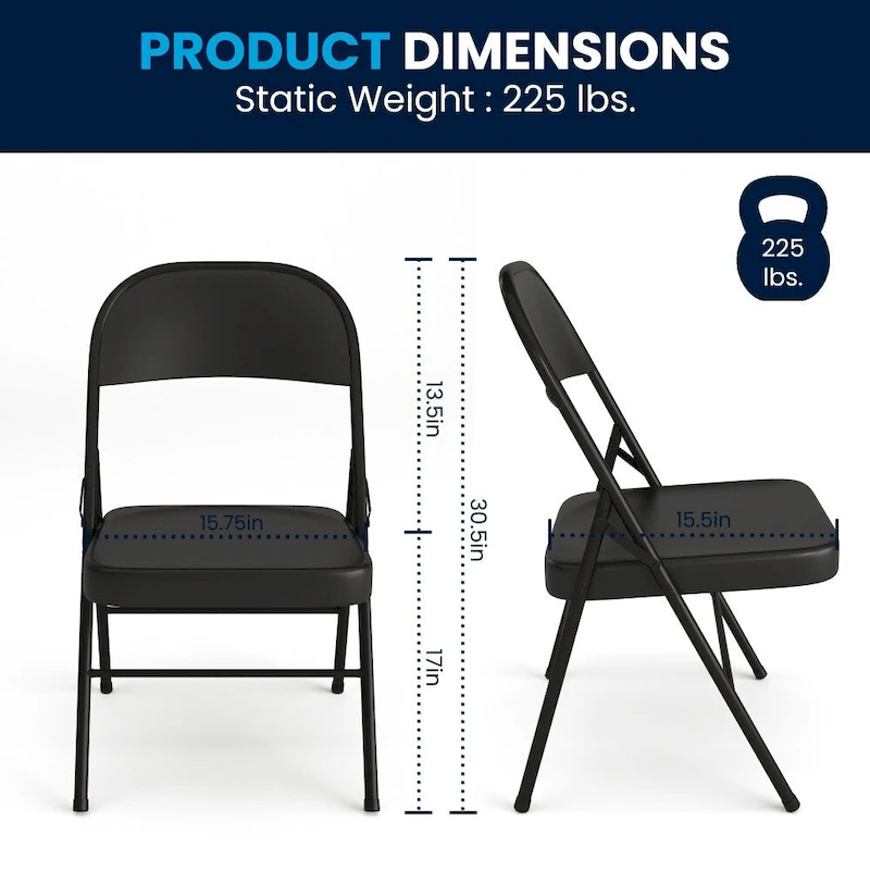 4 Pack Double Braced Metal Folding Chair