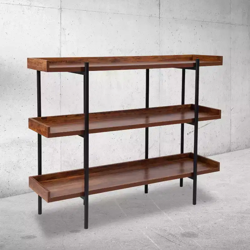 3-Shelf Rustic Wood Grain Display Bookcase, 35