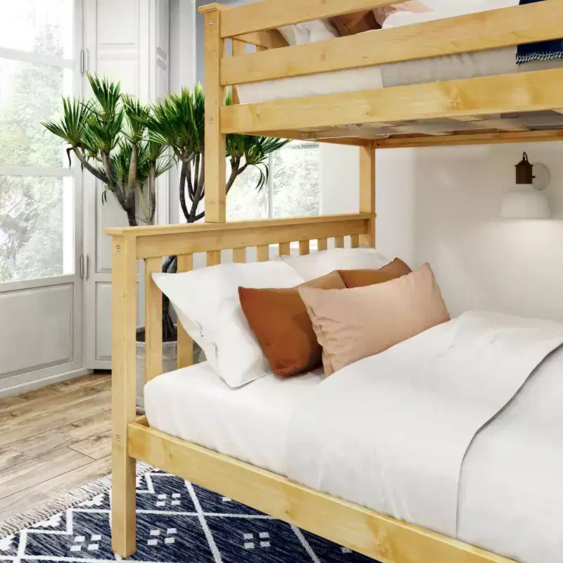 Solid Wood Twin over Full Bunk Bed, No Box Spring Needed, Low VOC, 400 lb Capacity