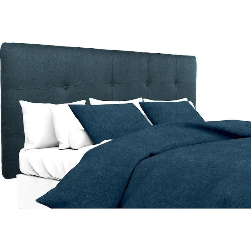 Navy Blue Button-Tufted Upholstered Headboard