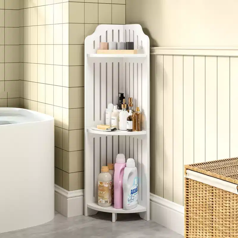 3/4-Tier Corner Shelf Stand, Small Storage Organizer for Narrow Space, Toilet Paper Stand for Bathroom, White