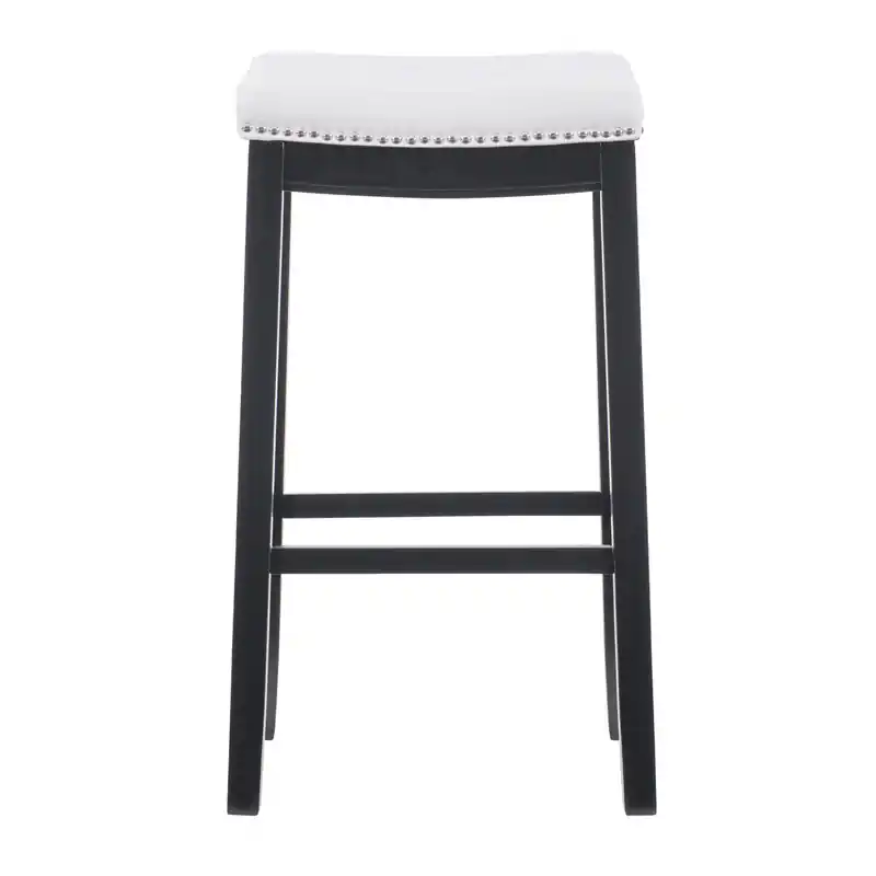 Faux Leather Backless Barstool - Black and White