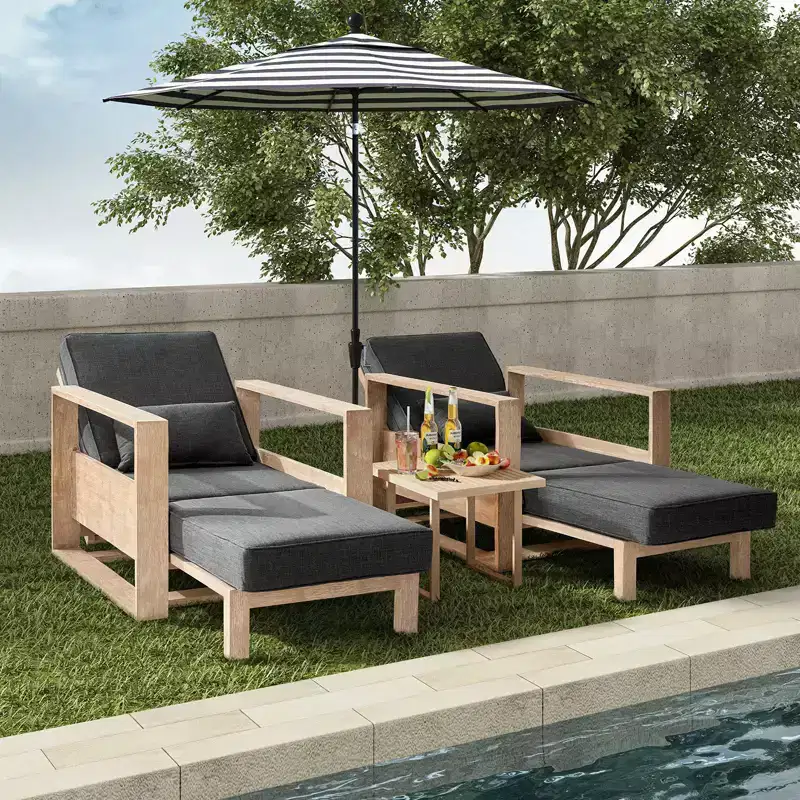 Amilcare Chaise Lounge with Adjustable Backrest Set of 2|HULALA HOME