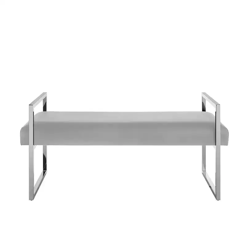 Inspired Home Dalia Velvet/PU Leather Bench with Gold/Chrome Frame