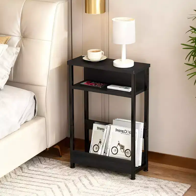 Narrow Side Table with Storage Shelf