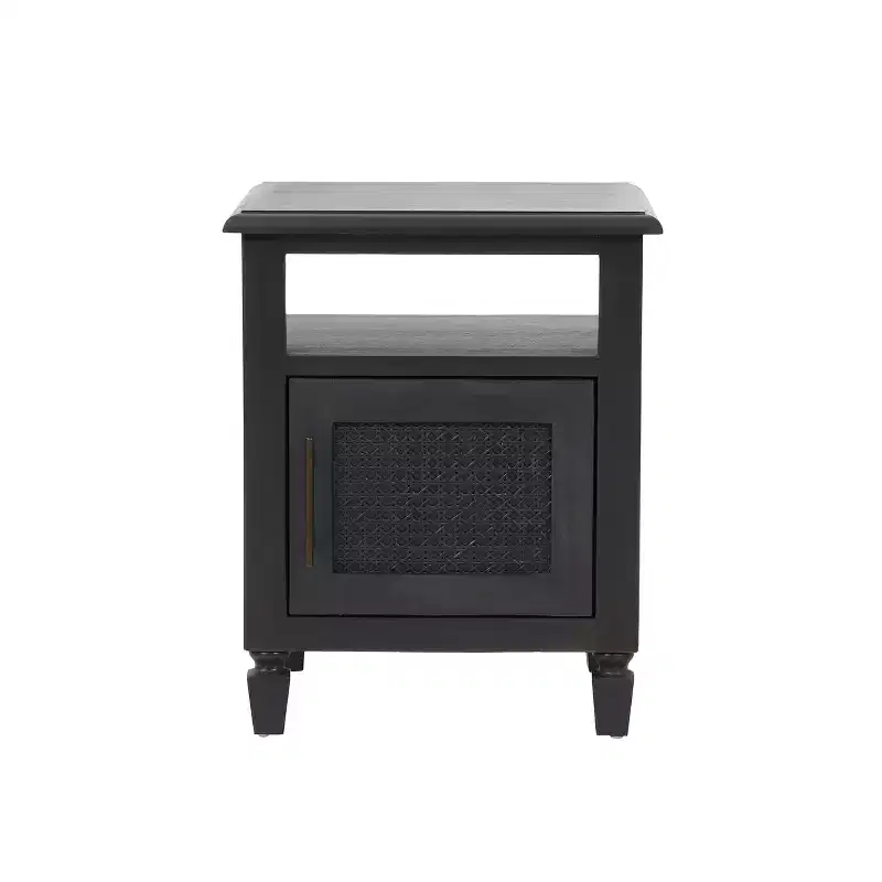 GDFStudio Lempster Rustic Acacia Wood and Cane Nightstand