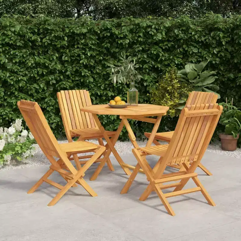 vidaXL Garden Dining Set Natural Wood Solid Teak Wood Medium Foldable