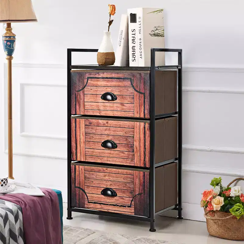 3 Drawer Fabric Dresser Storage Sturdy Steel Frame Closet