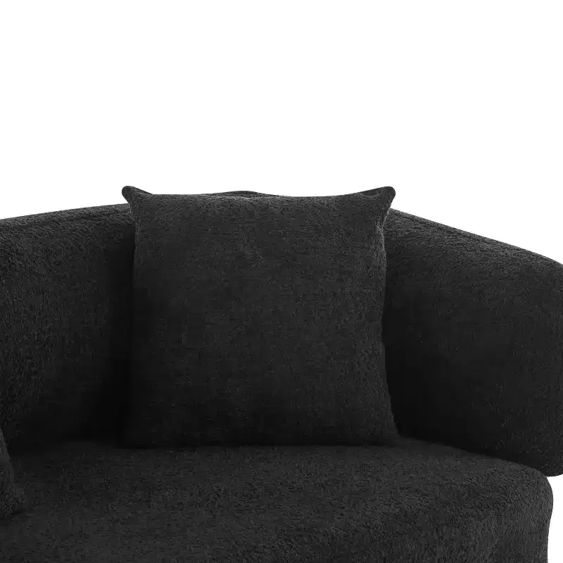 Christopher Knight Home Tadg 82 Rubberwood Boucle Upholstered 3 Seater Curved Sofa with 3 Pillows and Round Arm