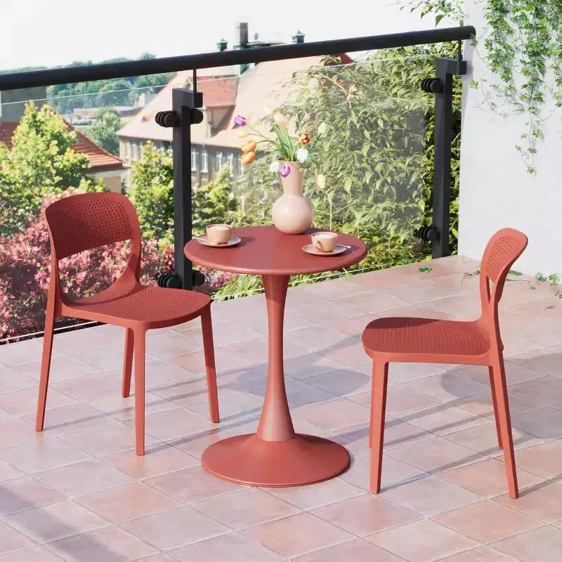 WestinTrends Playa Modern Stackable Plastic Resin Patio Dining Side Chair (Set of 2)