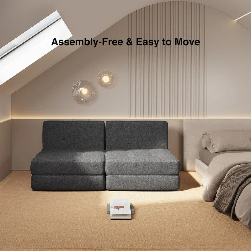 3 in 1 Convertible Flip Chair, Fold Down Chair, Flip Out Lounger Sleeper Bed