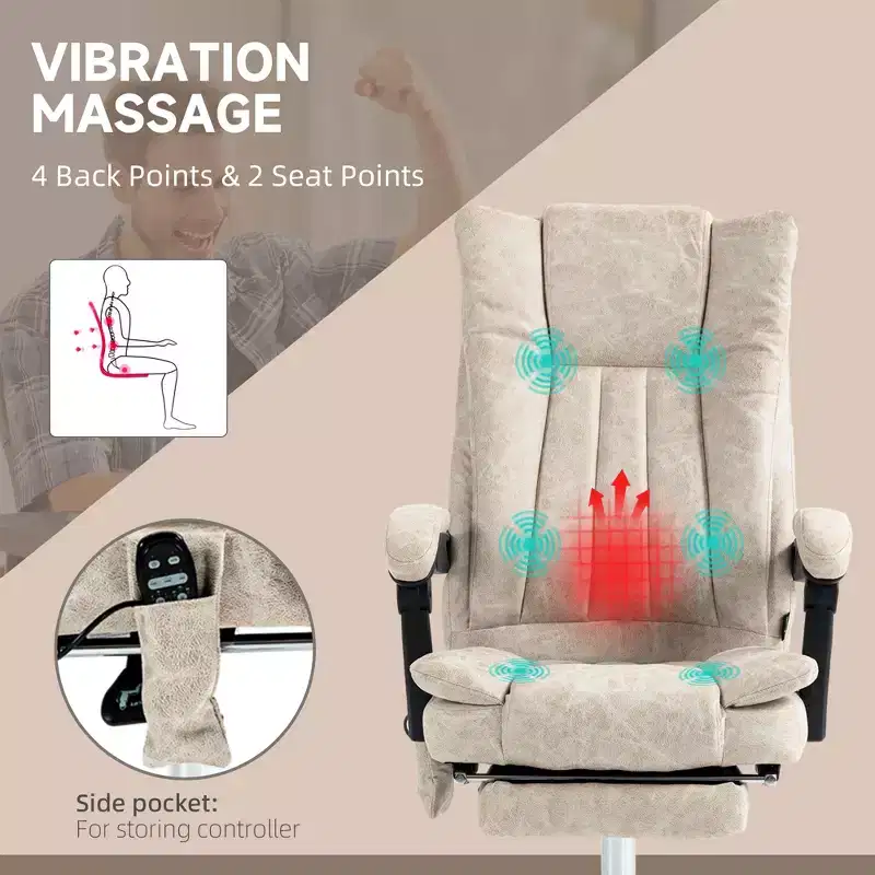Massage Office Chair with 6 Points and Heat, Reclining Computer Chair with Adjustable Height and Footrest