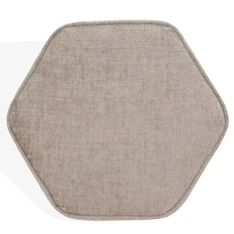 Rosaria Chenille Hexagon Ottoman — Wood Frame, Polyester, Polyurethane Foam
