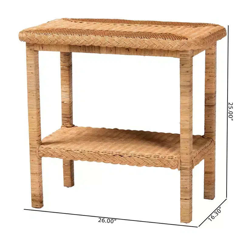 bali & pari Minahasa Braided Rattan Side Table Light Honey