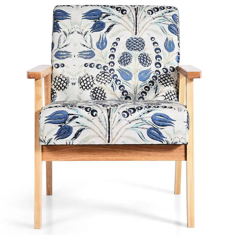 Gymax 2PCS Accent Armchair Upholstered Chair Home Office w/ Wooden - 25 x 26.5 x 32