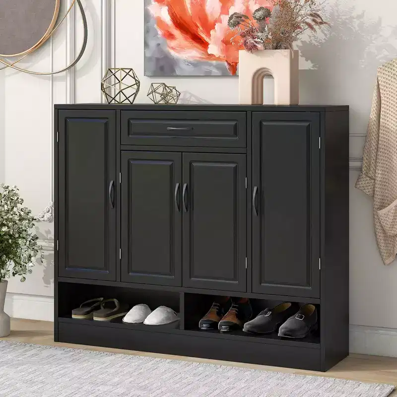 Modern Freestanding Shoe Cabinet with Adjustable Shelves/Flip Drawers, Minimalist Shoe Rack for Corridors, Entrances