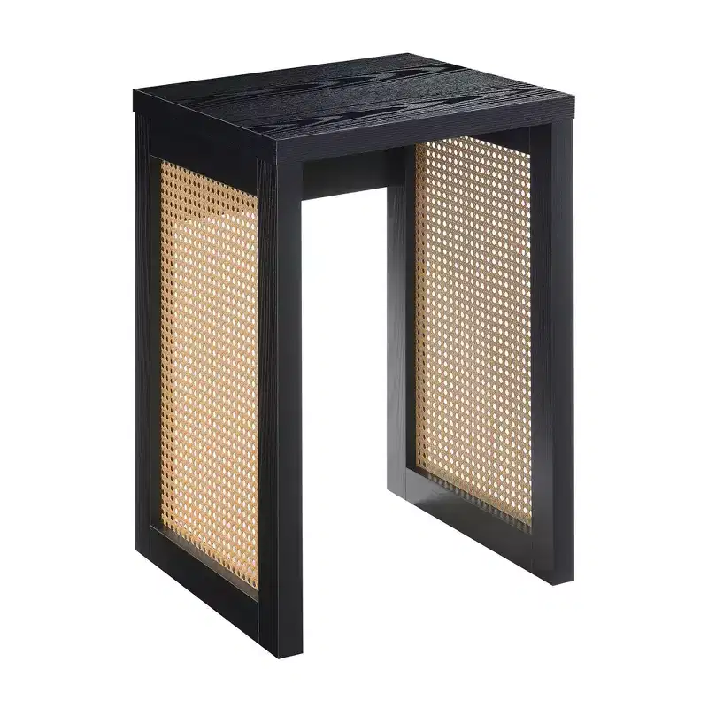 Breighton Home Northfield Weave End Table in Black/Beige Barley