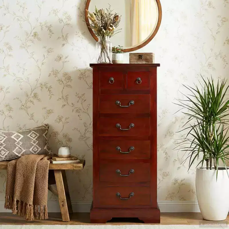 Chest of Drawers, Brown Solid Mahogany Wood, 17.72