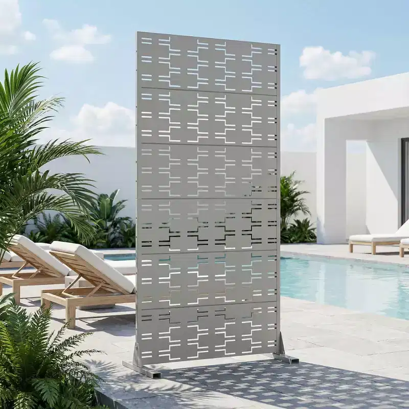MAYEERTY Brick 01 Gray Galvanized Steel Room Divider, 72x35x16, 6-Piece Durable Indoor Outdoor Screen