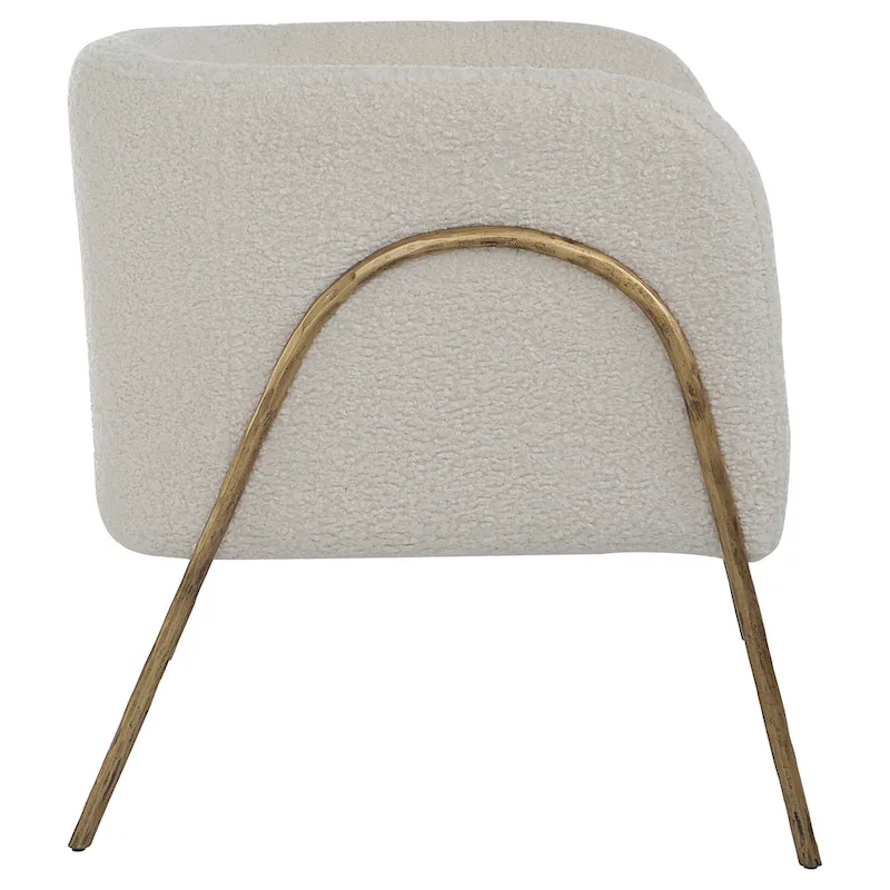 Uttermost Jacobsen Off White Shearling Accent Chair - 27W x 28.5H x 27D