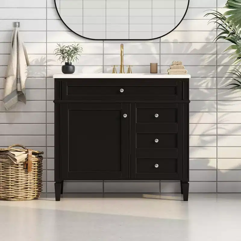 36Bathroom Vanity with Sink, Bathroom Storage Cabinet with Drawers, Single Sink Bathroom Vanity