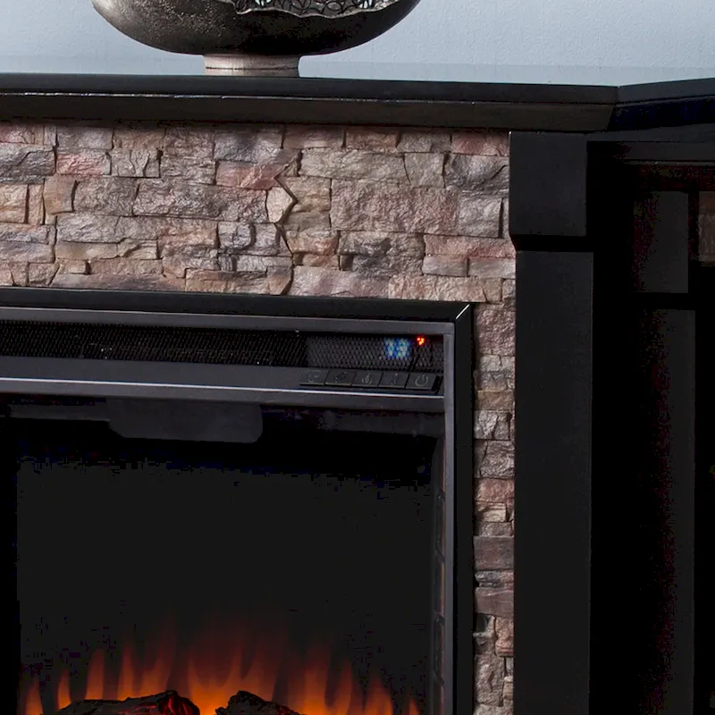 SEI Furniture Hay River Black Electric Fireplace with Bookcases