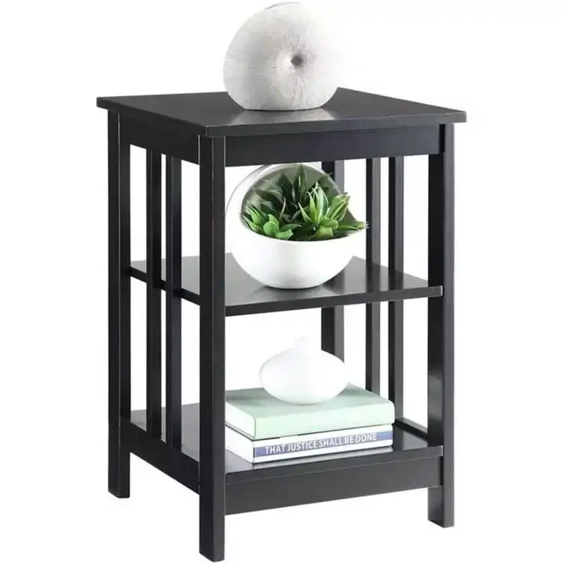 White Wood End Table with 2 Shelves – 23.75