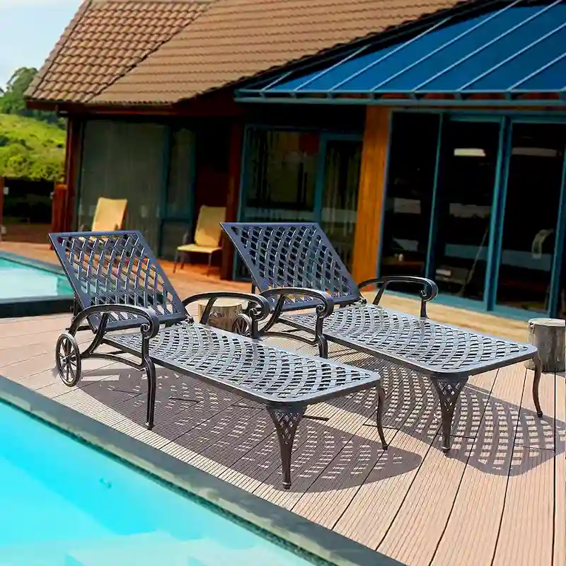 Aluminum Waterproof Chaise Lounge Reclining Chair (Set Of 2)