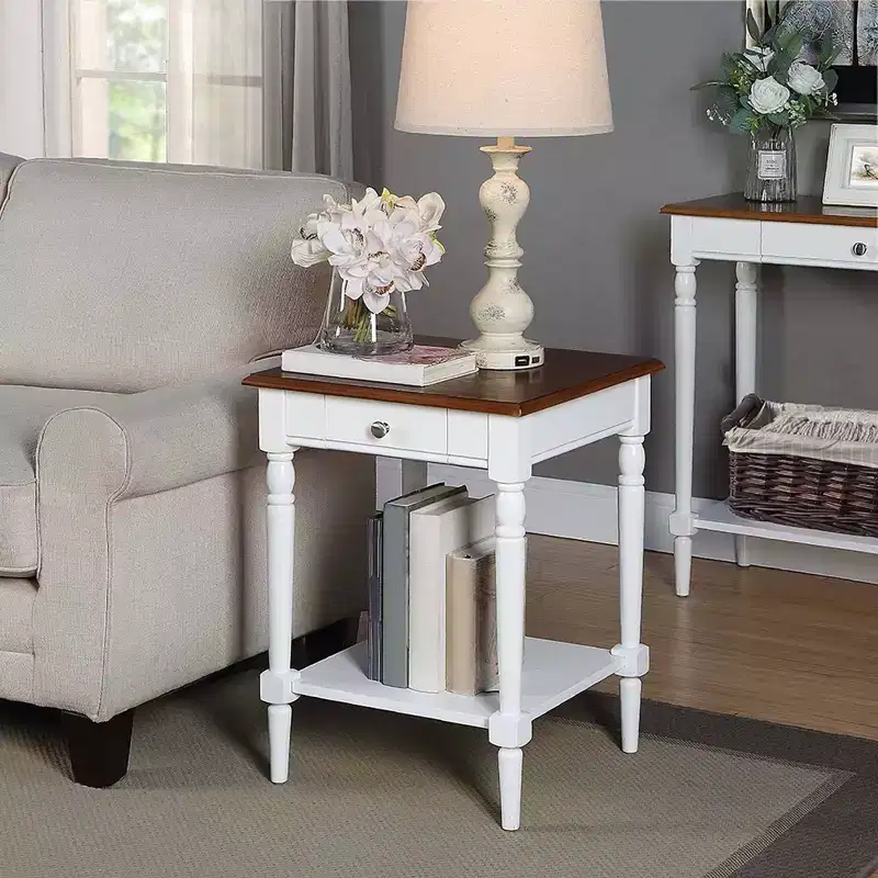 French Country 1 Drawer End Table with Shelf - Breighton Home