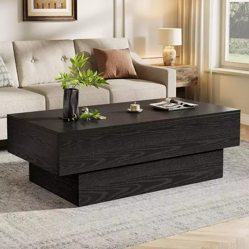 55-Inch Farmhouse Wood Coffee Table for Living Room, Office Reception Area