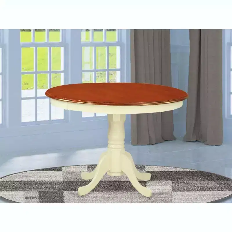 HomeStock Table 42 diameter Round Table, Black/Cherry