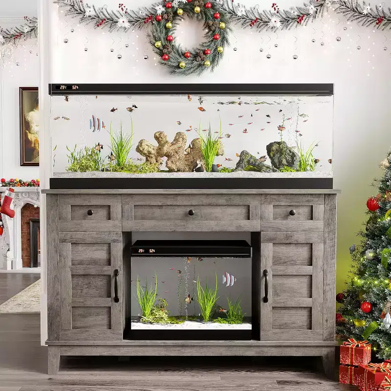 55-75 Gallon Aquarium Stand with Power Outlet, Storage Cabinets and Adjustable Shelves