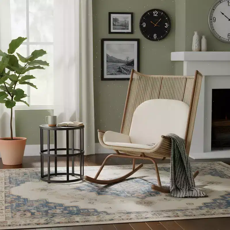 Christopher Knight Home Brigitte Modern Metal Patio Seating Set with Rocking Chair and Ceramic Tabletop