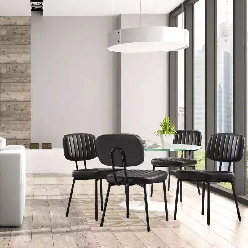 TUYOHW Mid Century Modern Dining Chairs Set of 2,PU Leather Kitchen Chairs with Metal Legs & Adjustable Foot Pads,Ergonomic Dininig Room Chairs