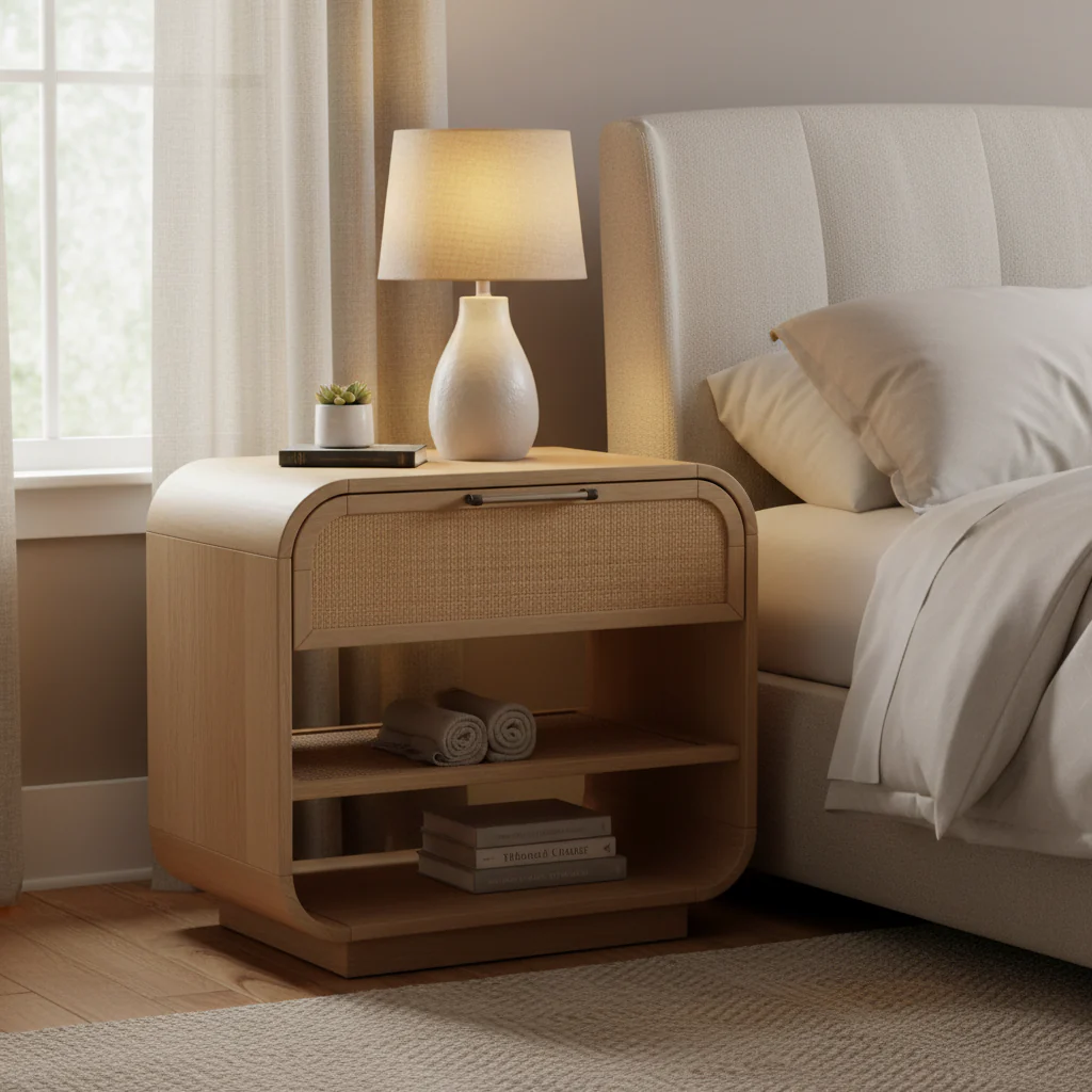 Natural Rubberwood Nightstand