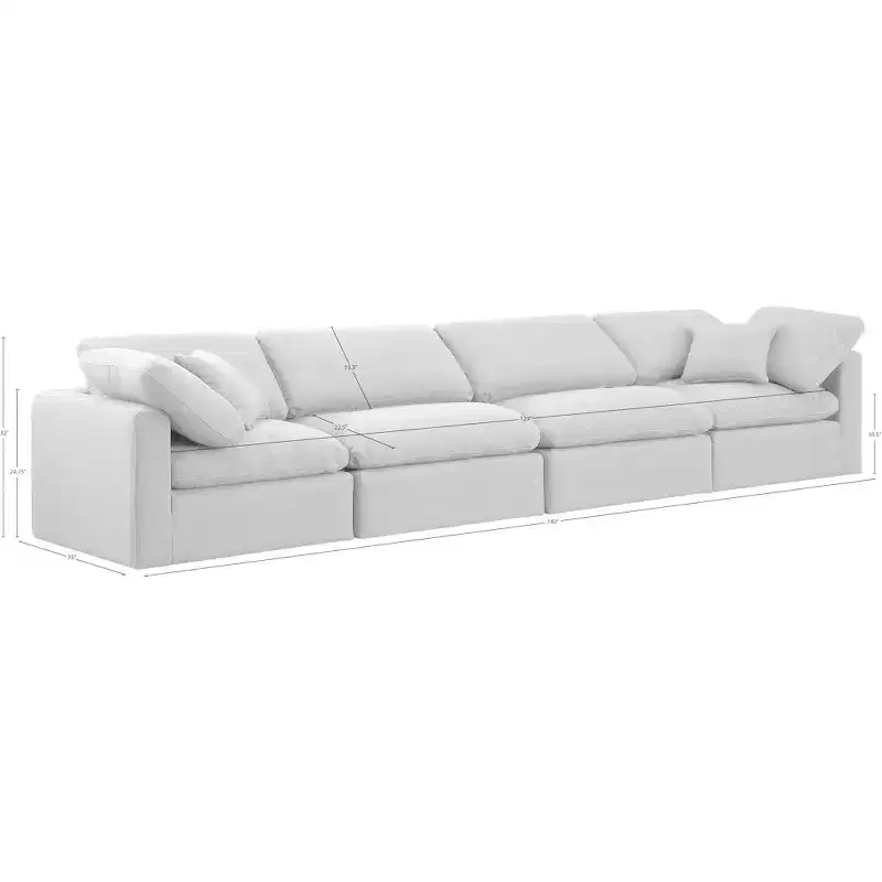 Meridian Furniture Indulge Linen Textured Fabric Modular Sofa