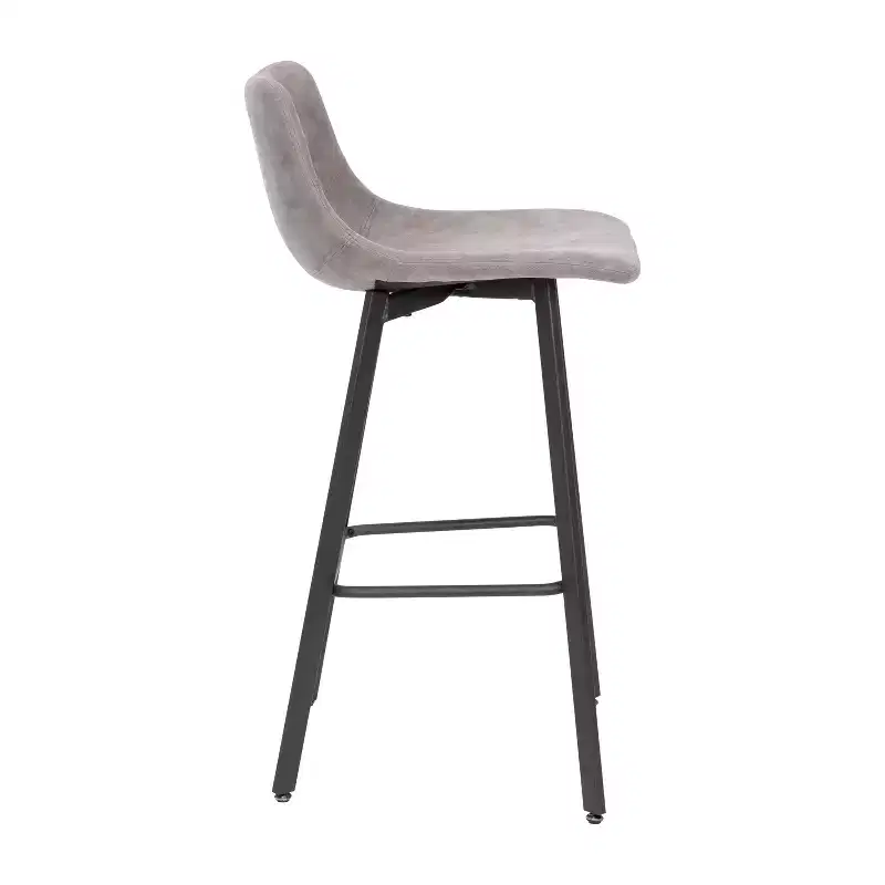 Merrick Lane Set of 2 Modern Upholstered Stools with Contoured, Low Back Bucket Seats and Iron Frames