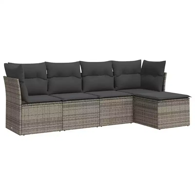 vidaXL 5 Piece Patio Sofa Set with Cushions Poly Rattan, Modular Outdoor Sectional, Multiple Colors and Models