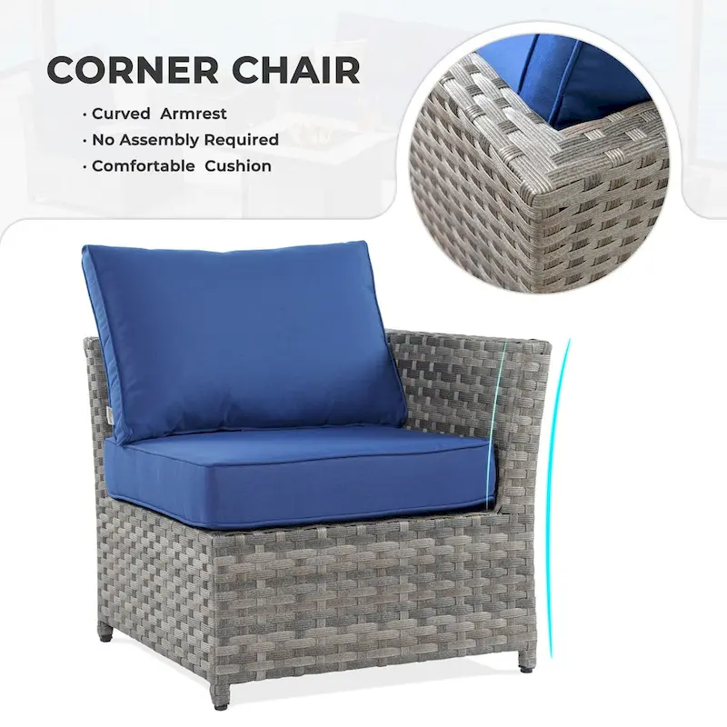 OVIOS 10-Piece Patio Wicker Conversation Rocking Chair Set With Fire Table