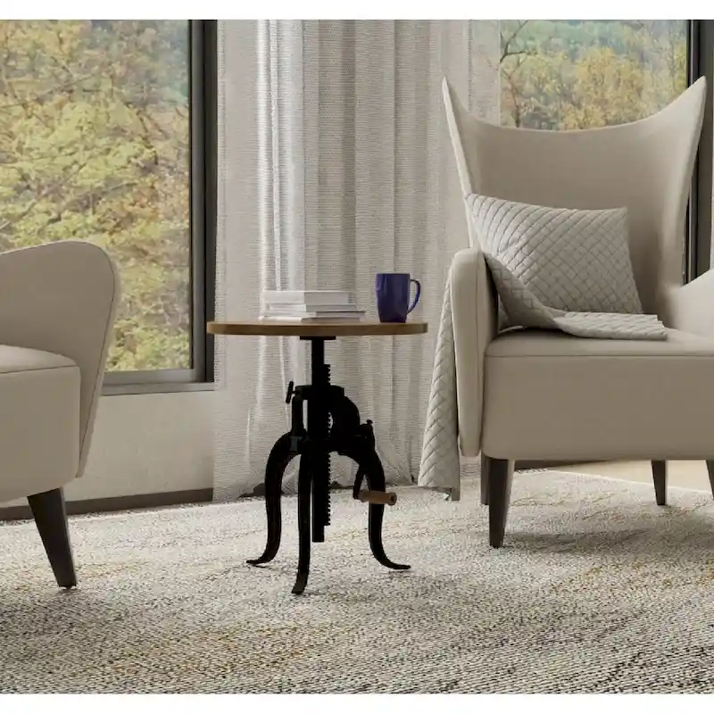 Regan Adjustable Accent Table - Chestnut Top - Black Base