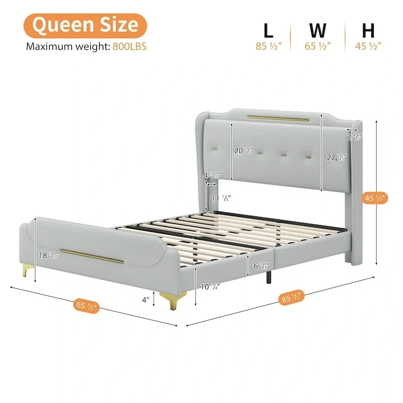Modern Upholstered PU Leather Bed