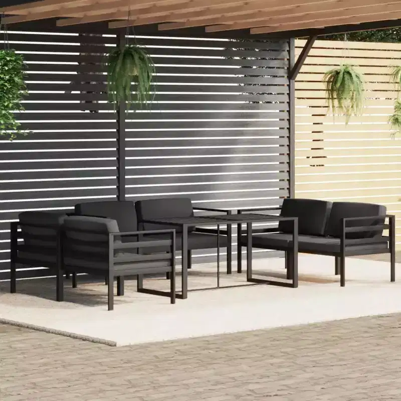 vidaXL Garden Lounge Set Anthracite Aluminum, Polyester Large Modular