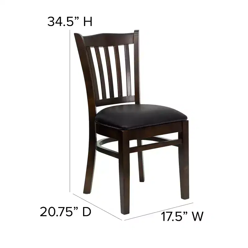 Vertical Slat Back Wooden Restaurant Chair