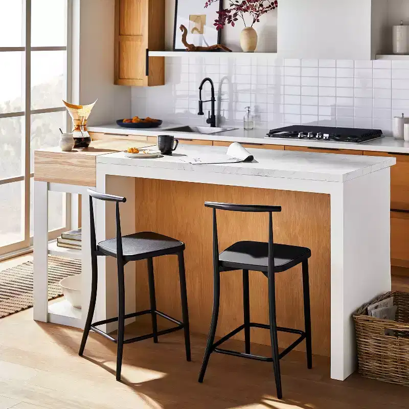Northwood Metal Cafe Counter Height Barstool Black: Sleek, Modern Design - Threshold™ designed w/Studio McGee