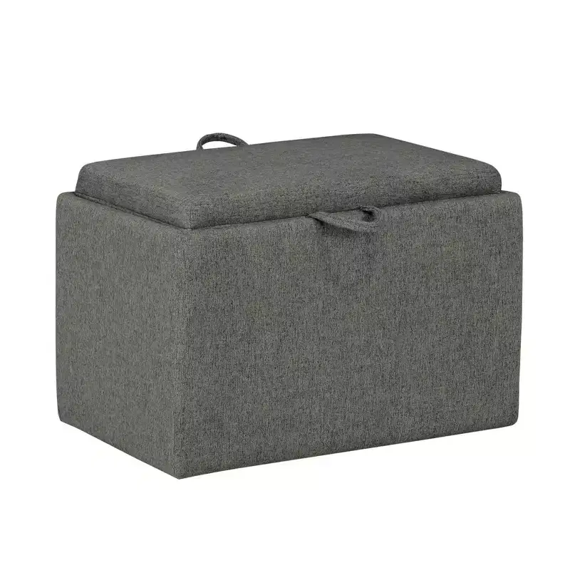 Breighton Home Designs4Comfort Accent Storage Ottoman with Reversible Tray in Soft Gray Fabric