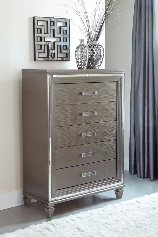 Bedroom Chest of Drawers, 5-Drawer, 38W x 54.3H, Glam
