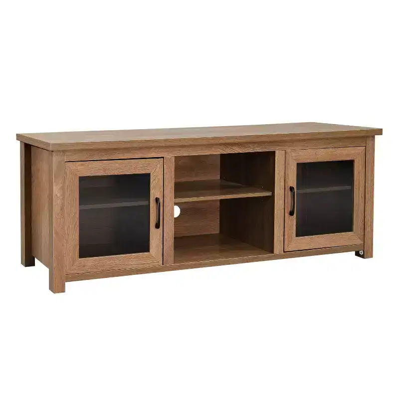 Merrick Lane Traditional Full Glass Door 65 TV Stand for up to 80 TVs