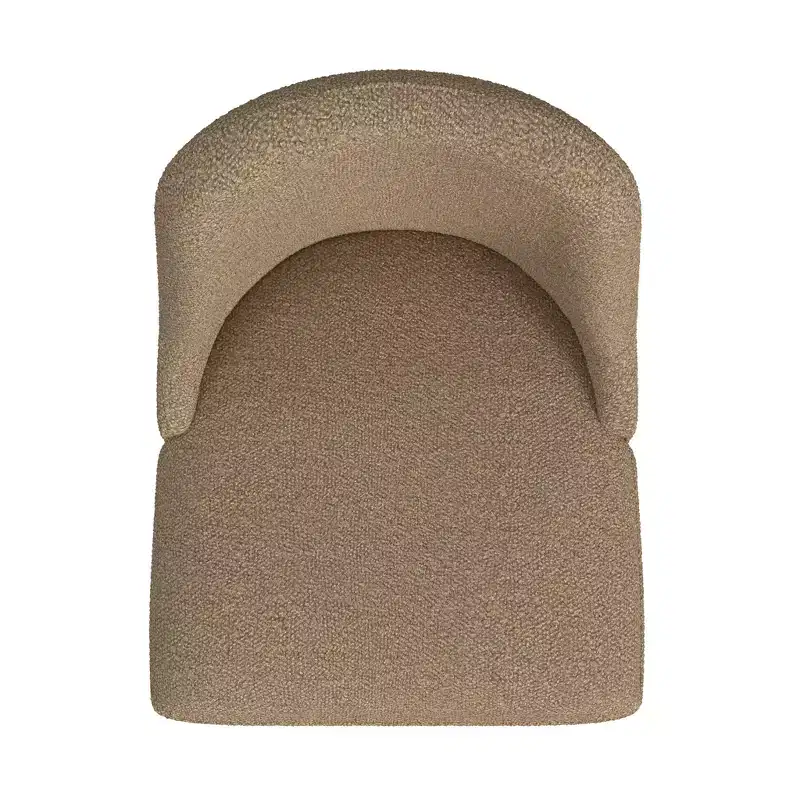 HomePop Modern Dining Chair Boucle Brown: Upholstered Side, Tapered Wood Legs, Spot Clean