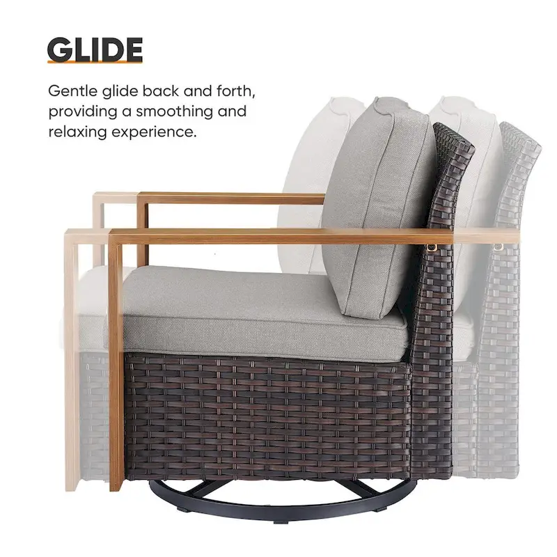 Outside Sofa Ottoman with Rocking Chairs - Brown